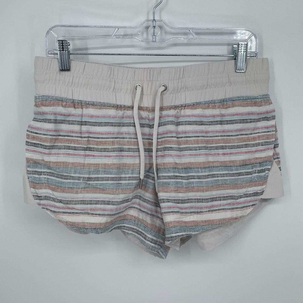 Athleta Women's Multicolor Striped Linen Drawstring Shorts Size 8